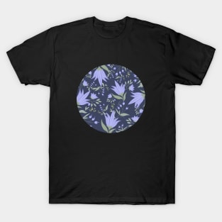 Purple Floral Pattern Dark T-Shirt